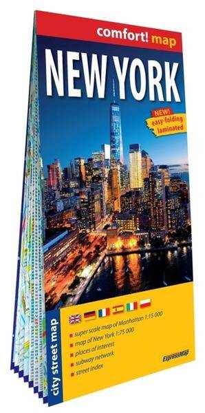 New York 1;75.000, 1;15.000 Carte Grand Format Laminee Plan de Ville