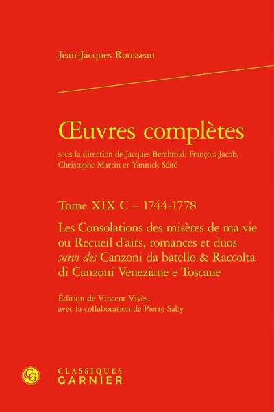 Oeuvres Completes Tome 19 C: 1744 1778; les Consolations des Miseres