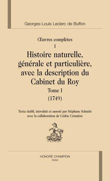 Oeuvres Complete T.1; Histoire Naturelle T.1