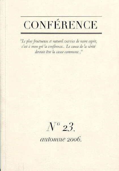 CONFERENCE N 23 - LE MILIEU I