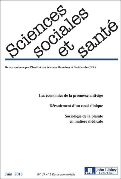 Revue Sciences Sociales et Sante T.33-2 ; Juin 2015