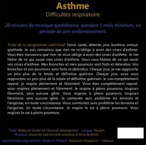 Programme Subliminal Audio - Asthme - Di