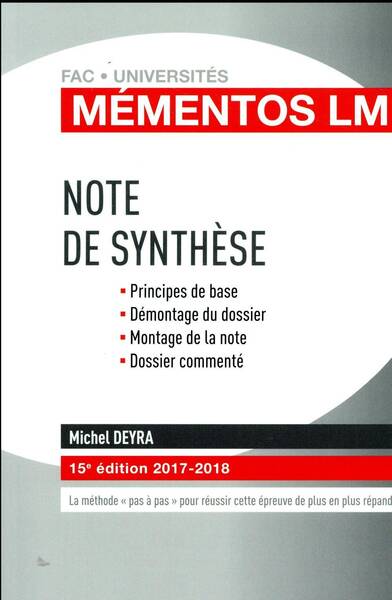 Note de Synthese (Edition 2017/2018)