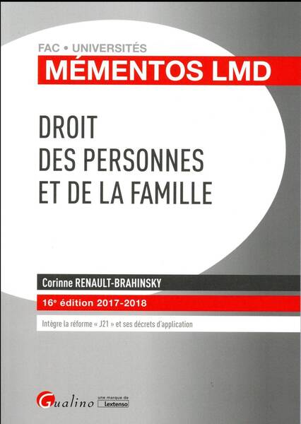 Droit des Personnes et de la Famille (Edition 2017/2018)