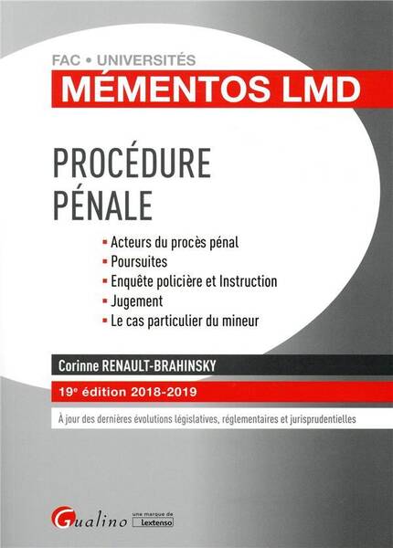 Procedure Penale (Edition 2018/2019)