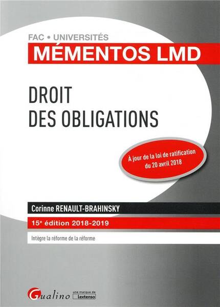 Droit des Obligations (Edition 2018/2019)