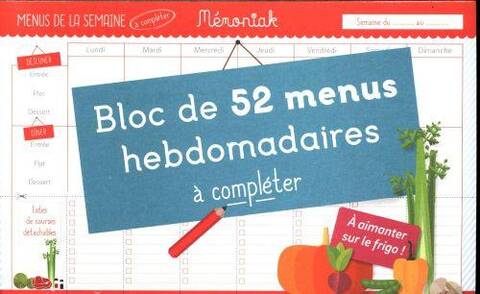 BLOC DE MENUS A COMPLETER MEMO