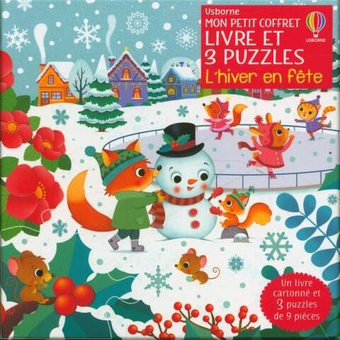 L'hiver en fête : mon petit coffret livre et 3 puzzles