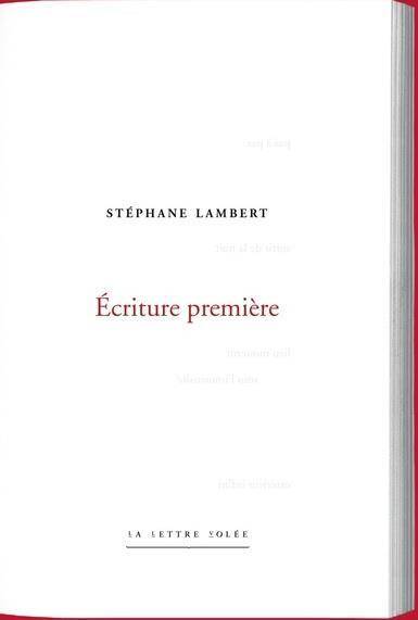 ECRITURE PREMIERE - COLLECTION POIESIS