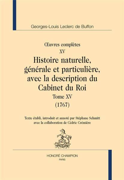 Oeuvres Completes T.15 ; Histoire Naturelle T.15