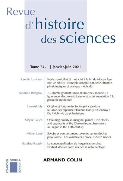 Revue d histoire des sciences 1