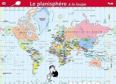 Mini Poster 18 : Le Planisphere a la Loupe/les 5 Contients