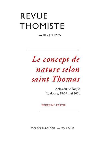 Revue Thomiste - N 2/2022 - Le Concept D
