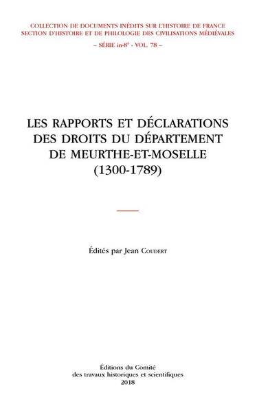 Les Rapports et Declarations de Droits du Departement de Meurthe et