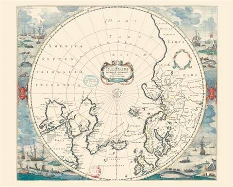 Carte Geographie Nostalgique Bnf- Le Pole Arctique