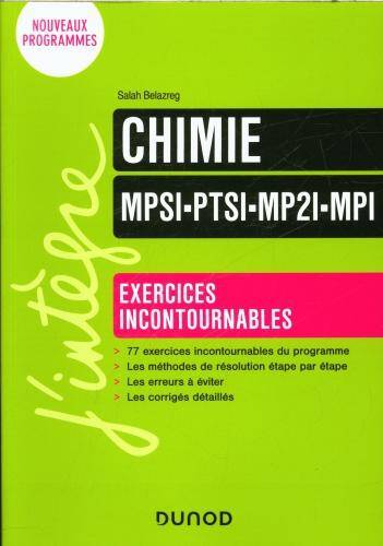 Chimie MPSI, PTSI, MP2I, MPI : exercices incontournables