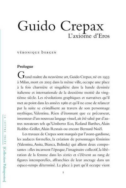 Guido Crepas : l'Axiome D'Eros