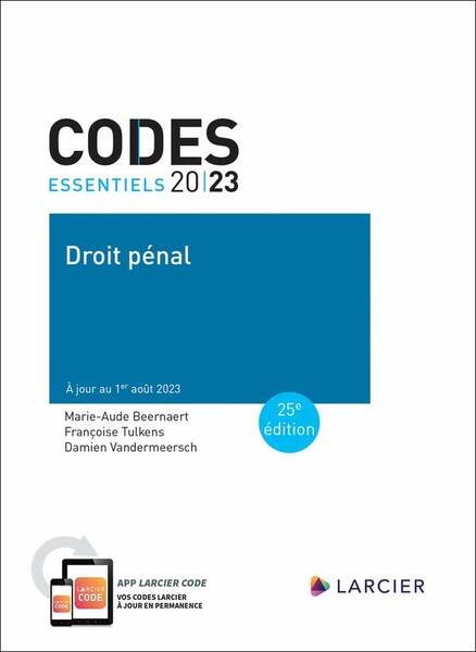 Codes Essentiels; Droit Penal 2023: A Jour au 1er Aout 2023 25e