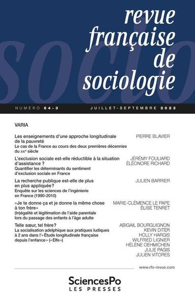 Revue Francaise de Sociologie N.64 ; Varia