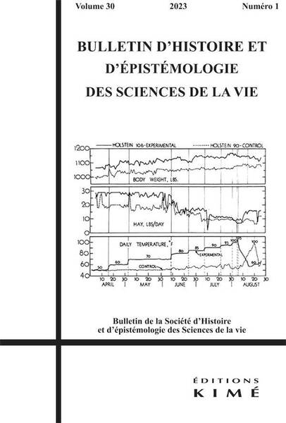 Bulletin D'Histoire et D'Epistemologie des Sciences de la Vie N 30/2