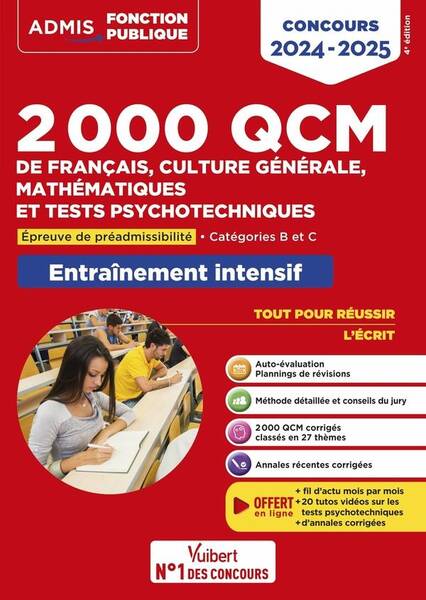 2000 Qcm de Francais, Culture Generale, Mathematiques et Tests