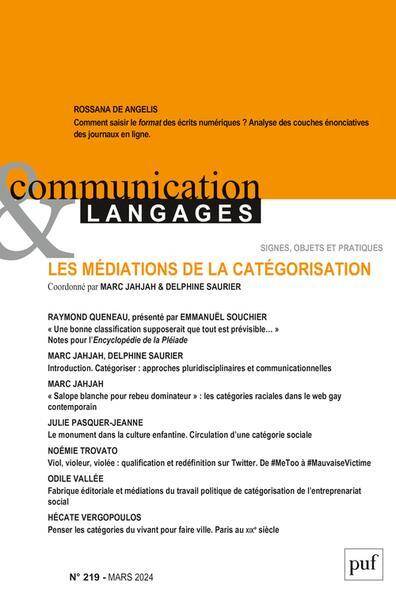 Communication & Langages Tome 219; les Mediations de la Categorisatio