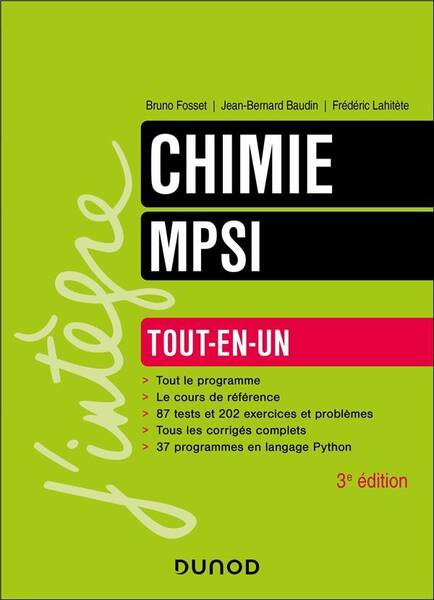 Chimie tout-en-un mpsi - 3e ed.