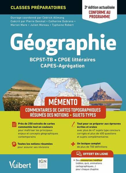 Memento Geographie: Bcpst; Tb; Cpge Litteraires; Capes; Agregation;