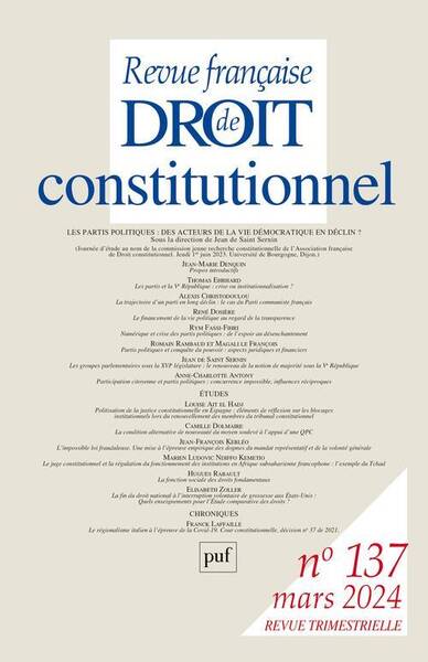 REVUE FRANCAISE DE DROIT CONSTITUTIONNEL N.137; LES PARTIS