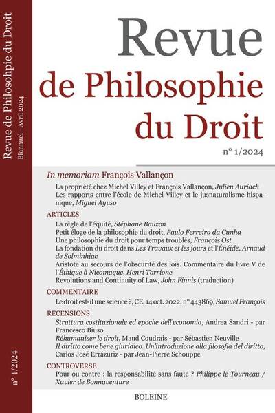 Revue de Philosophie du Droit N.1/2024