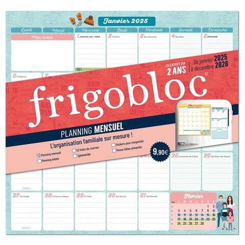 Frigobloc planning mensuel 2 ans