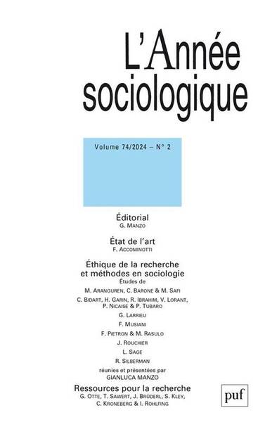 Revue l'Annee Sociologique N.74 (Edition 2024)