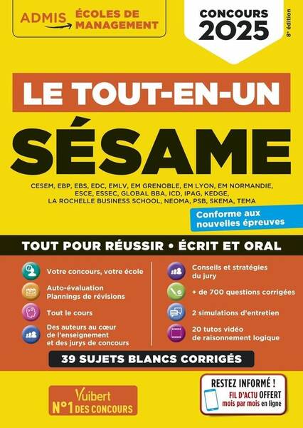 Le Tout En Un Sesame 35 Sujets Blancs Ecrits et Oraux Tutos Offerts: