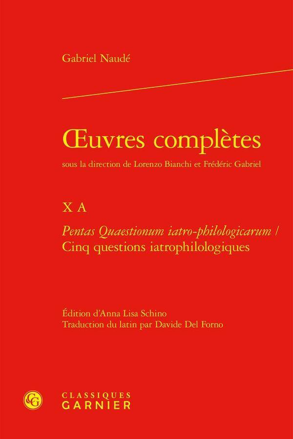 Oeuvres Completes Tome 10 a: Pentas Quaestionum Iatro