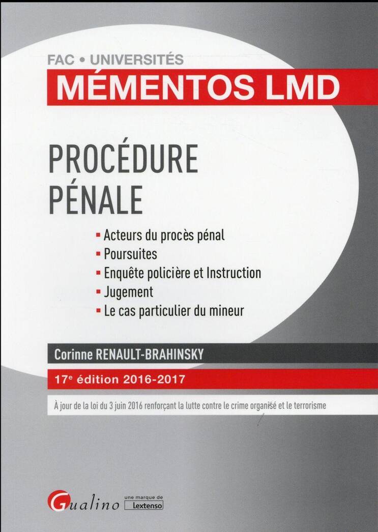Procedure Penale (Edition 2016/2017)