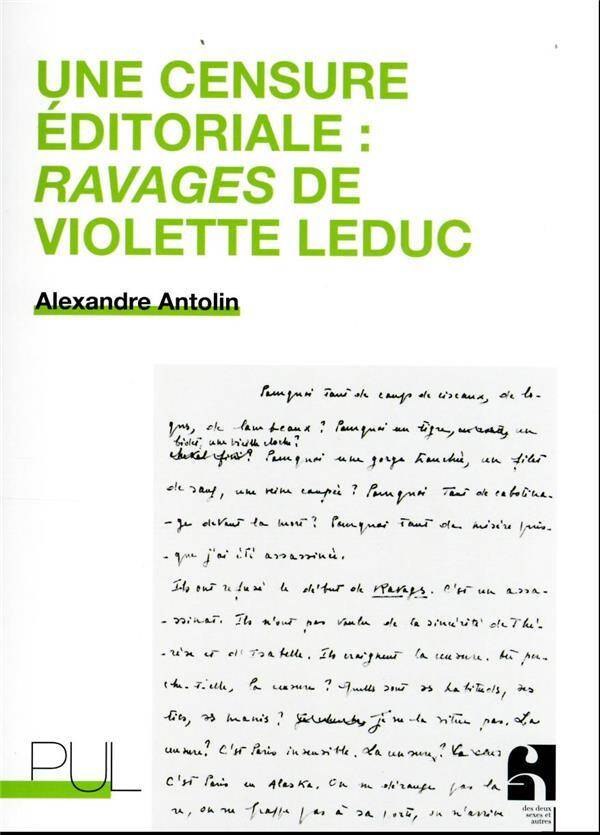 Une censure éditoriale : Ravages de Violette Leduc