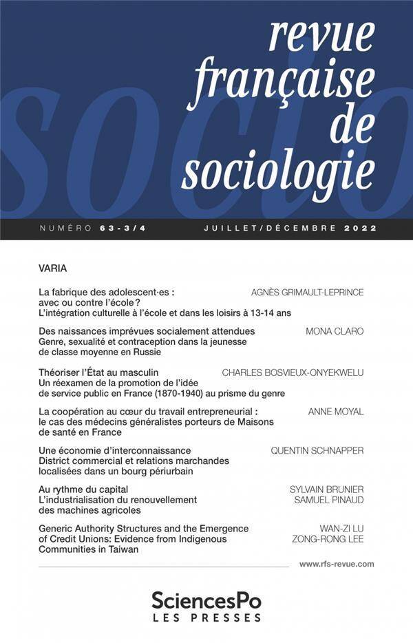 Revue Francaise de Sociologie N.63