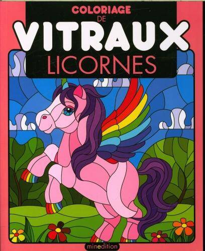 Licornes : coloriage de vitraux