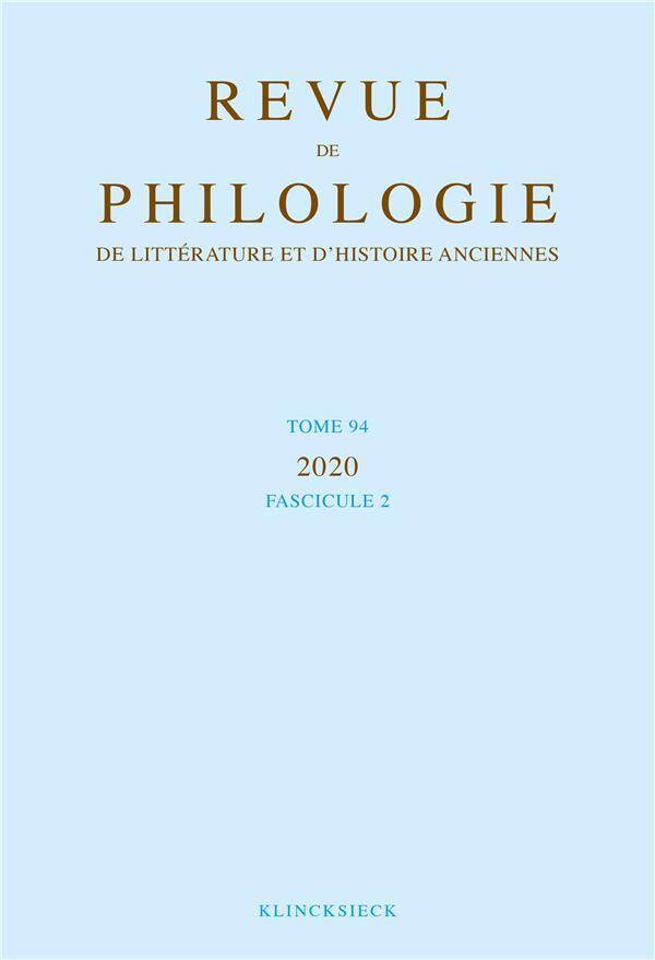 Revue de Philologie de Litterature et D