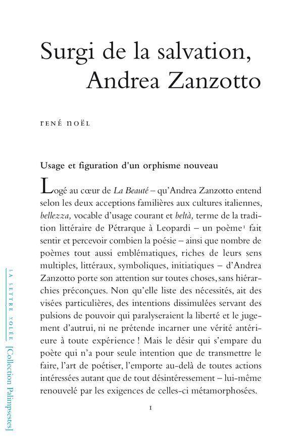 Surgi de la Salvation, Andrea Zanzotto