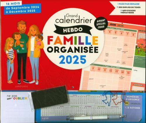 Grand calendrier hebdo famille organisée 2025