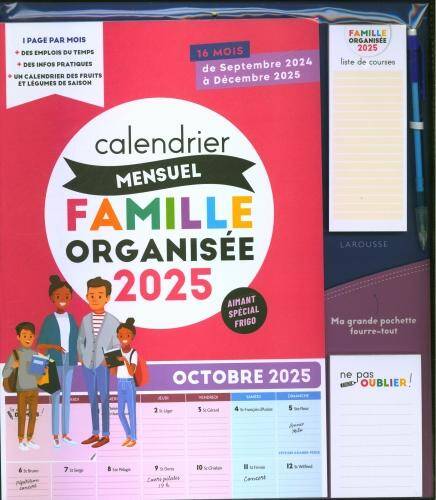 Calendrier mensuel famille organisée 2025