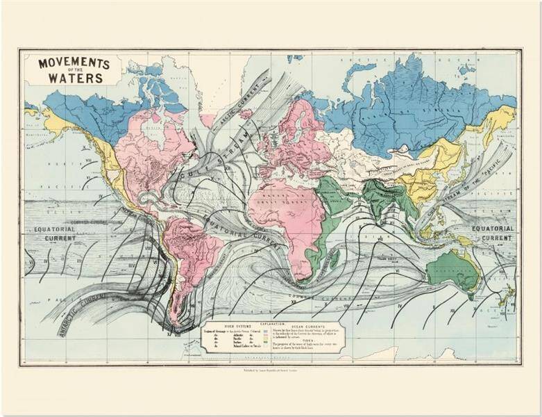 CARTE - MOUVEMENTS DES EAUX - MOVEMENTS OF THE WATERS