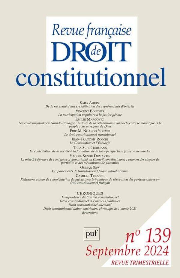 Revue Francaise de Droit Constitutionnel N.139