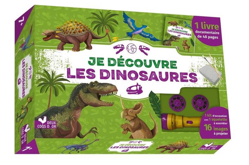 Je découvre les dinosaures : coffret avec lampe et kit excavation